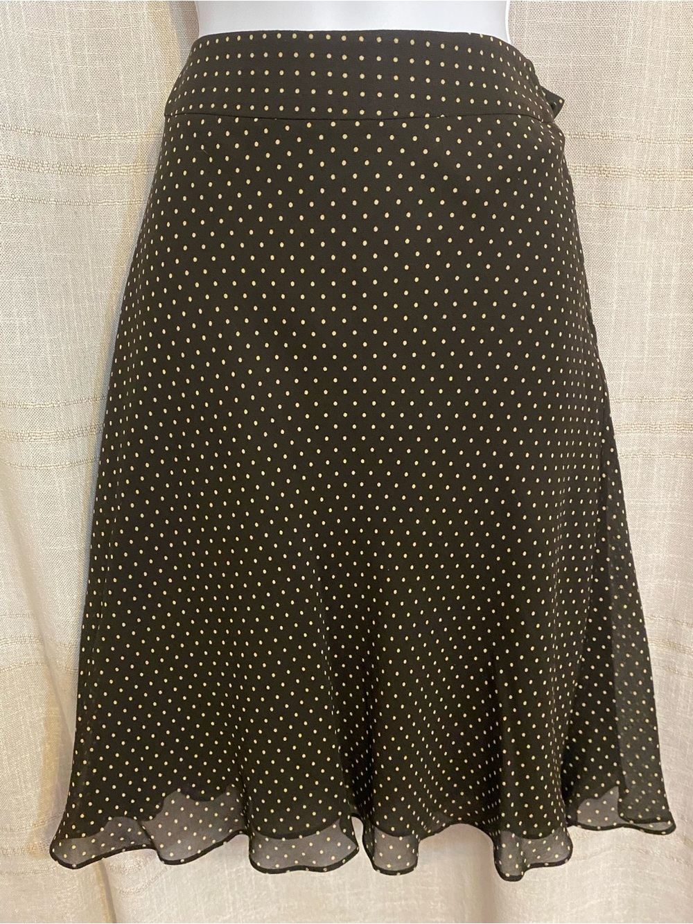 Ann Taylor Factory Espresso Brown Polka Dot Side Button A-Line Skirt - Size 4P